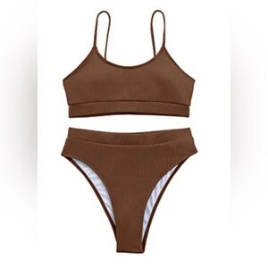 Live life women’s brown beach set bra bottoms M NWT L127-5